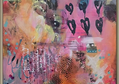 Vibrant abstract painting by NC artist Valerie Lorraine - "smiles between her tears 2"